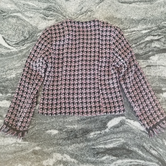 (S) Mossimo Supply Co. Tweed Pink and Black Blazer Fringe Academia Feminine - Picture 4 of 7